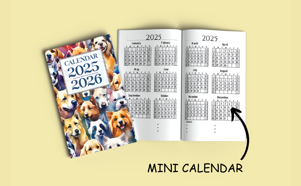 pocket calendar 2025-2026 for purse small size monthly planner