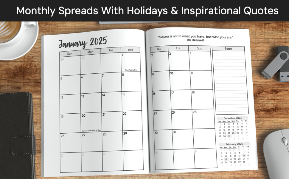 5 year calendar 2025-2029 monthly planner 5 years 2025 8.5 x 11 five calendars inspirational quotes