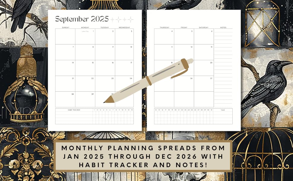 Image of the monthly planning spread in the "2025-2026 Monthly Planner."