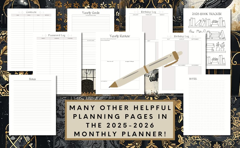 Image of more helpful planning pages in the "2025-2026 Monthly Planner."