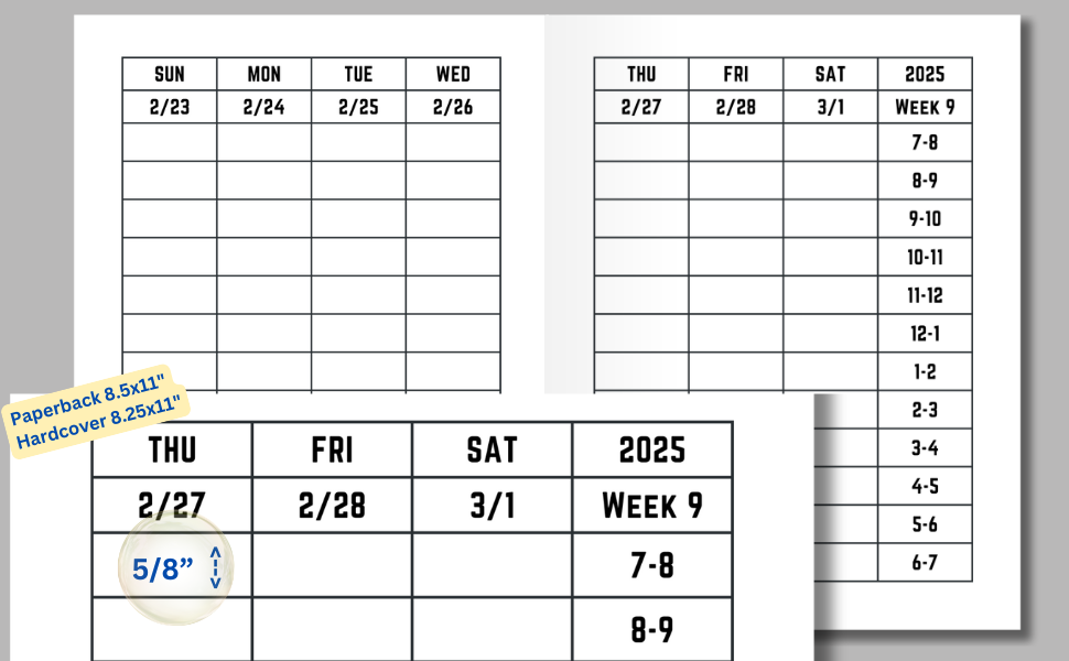 Large Print 2025 Planner for Seniors Weekly Inside Pages