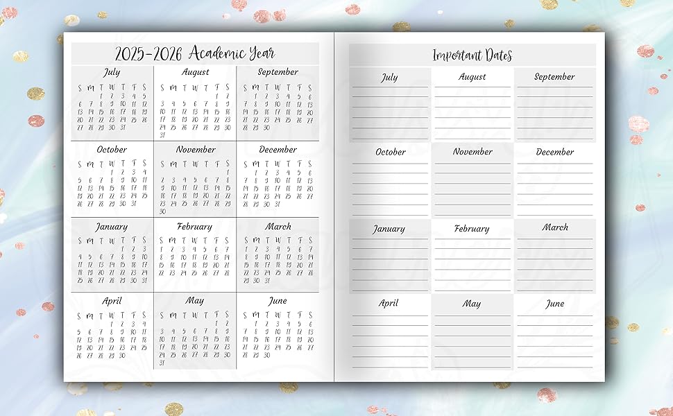 July 2025- June 2026 Teacher Academic Planners