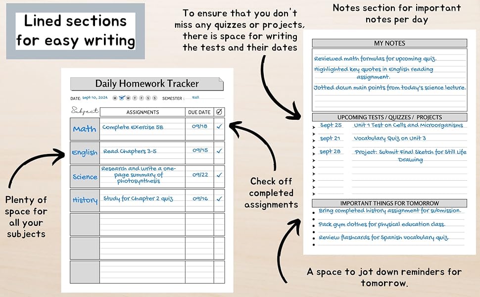 daily assignment planner for college students