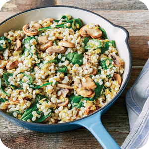 Picture of barley-mushroom risotto.