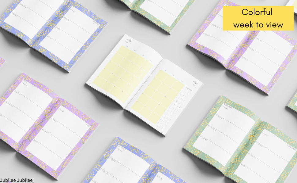 2025 diary A5 week to view, 2025 month to view diary, Calendar notebook 2025, 2025 flower planner