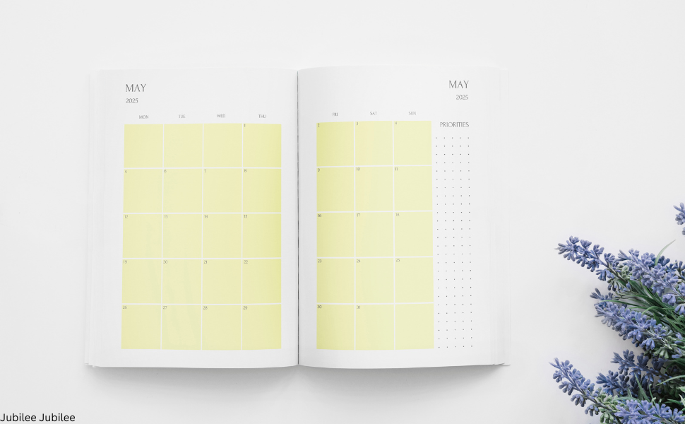 2025 diary A5 week to view, 2025 month to view diary, Calendar notebook 2025, 2025 flower planner