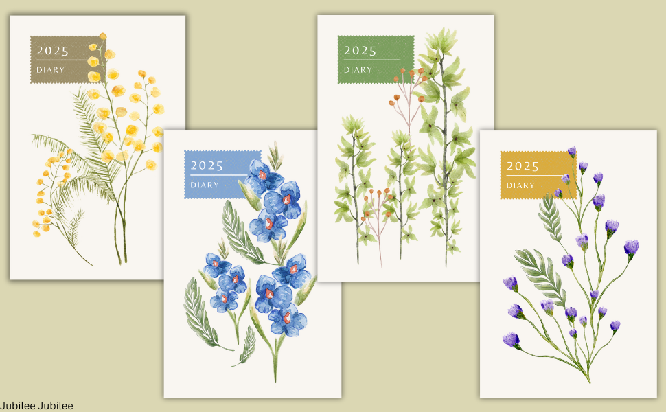 2025 diary A5 week to view, 2025 month to view diary, Calendar notebook 2025, 2025 flower planner