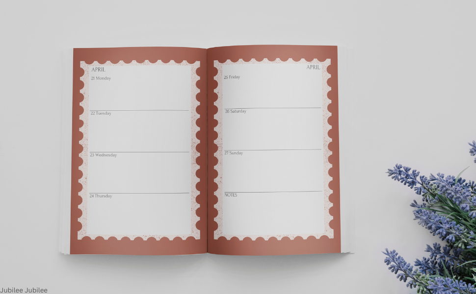 2025 diary A5 week to view, 2025 month to view diary, 2025 diary vintage cover, 2025 flower diary