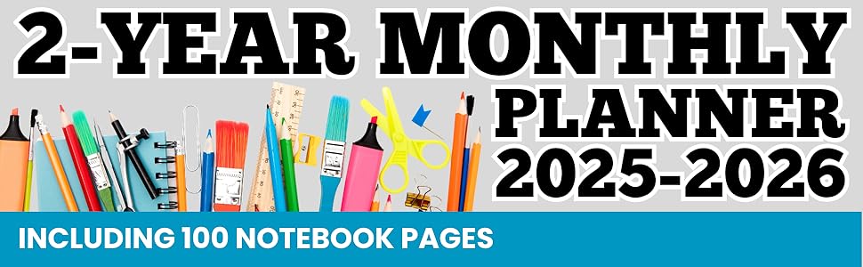 2-Year Monthly Planner 2025-2026 including 100 notebook pages