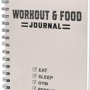 Nextnoid Hardcover Fitness & Food Journal - Workout & Meal Planner Notebook for Women & Men - A5 Sturdy Food Tracker Journal to Track Diet, Gym & Home Workouts - Beige