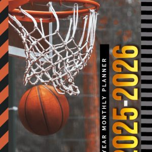 2-Year Monthly Planner 2025-2026: 8.5x11 Dated Organizer With 100 Blank College-Ruled Paper Combo / 24-Month Schedule Gift / Basketball Hoop Team Player Coach Theme Cover