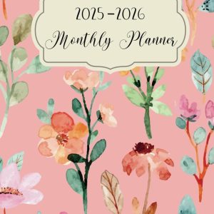 2025-2026 Small Size Monthly Planner: 5x8 Inches of Two Years Calendar Schedule Organizer January to December with Holidays Pink Flower Cover