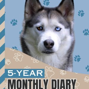 5-Year Monthly Diary 2025-2029: Hardcover / 8.5x11 Daily Dated Notebook / Goal Planning Journal With To Do Lists / Personal Event Organizer Gift / Siberian Husky Dog Art on Paw Print Pattern Cover