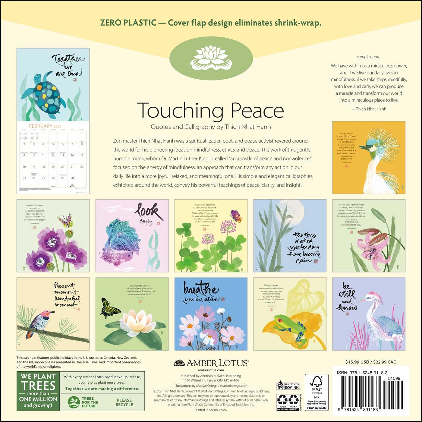 Thich Nhat Hanh 2025 Wall Calendar: Touching Peace - Image 2