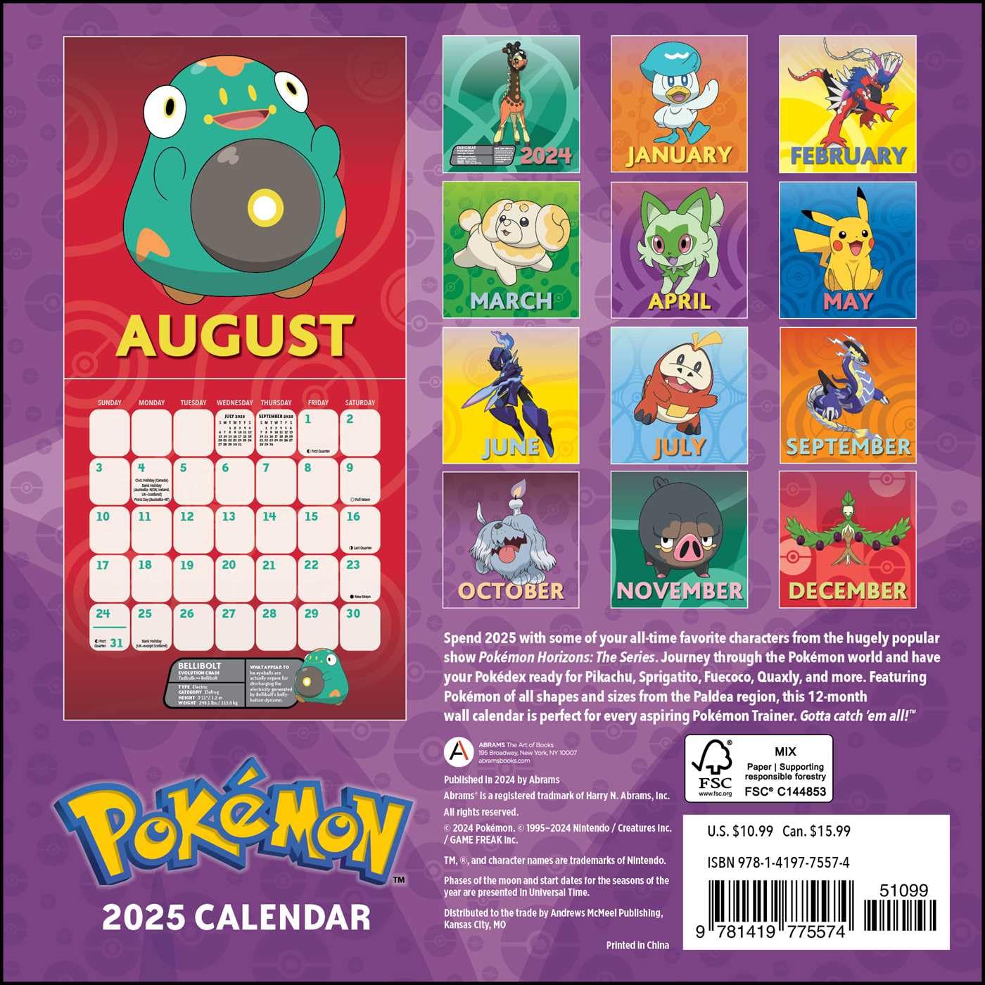 Pokémon 2025 Mini Wall Calendar - Image 2