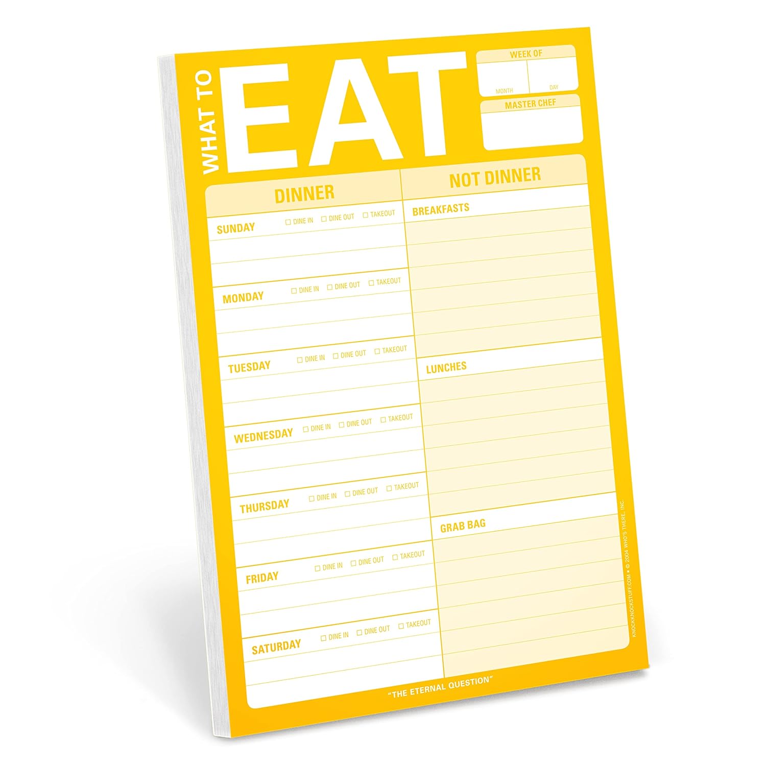 Knock Knock What to Eat Pad Meal Planning Pad, 6 x 9-inches (Yellow)