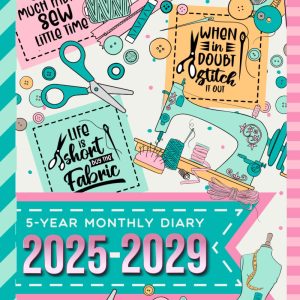 5-Year Monthly Diary 2025-2029: Hardcover / 8.5x11 Daily Dated Notebook / Goal Planning Journal With To Do Lists / Personal Event Organizer Gift / ... - Funny Sewer Quote Pink Green Pattern Cover