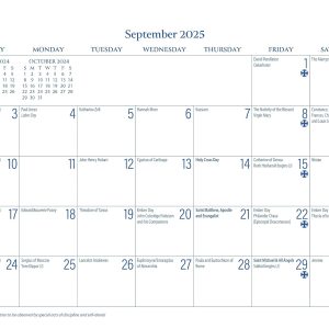 2025 Parish Wall Calendar: September 2024 through December 2025