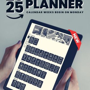 2025 Hyperlinked Digital Planner, Calendar weeks begin on Monday (Kindle Scribe Only)