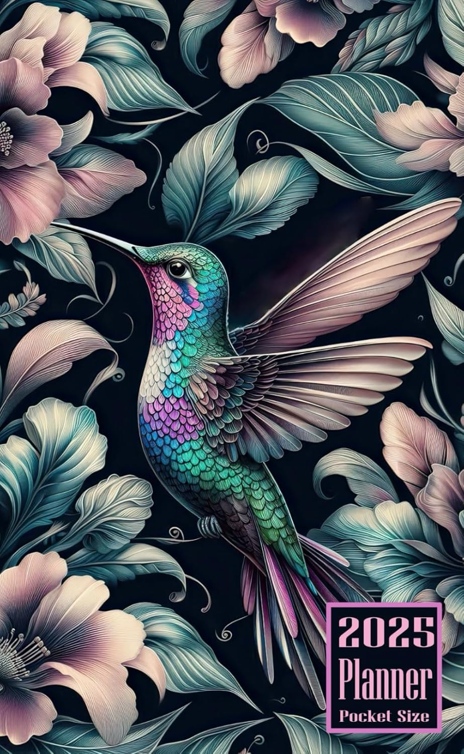 2025 Planner Pocket Size: Hummingbird bird themed Cover Daily Weekly Diary 12 Month Calendar Vision Mission Board Schedule Organizer Goals Appointment Notes