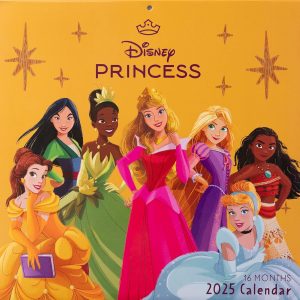 Pyramid Disney Princess 2025 Brochure Calendar, 30 x 30 cm, Calendar for Princess Fans, Colourful Calendar with Monthly Overview, Sustainable Only with Paper Envelope