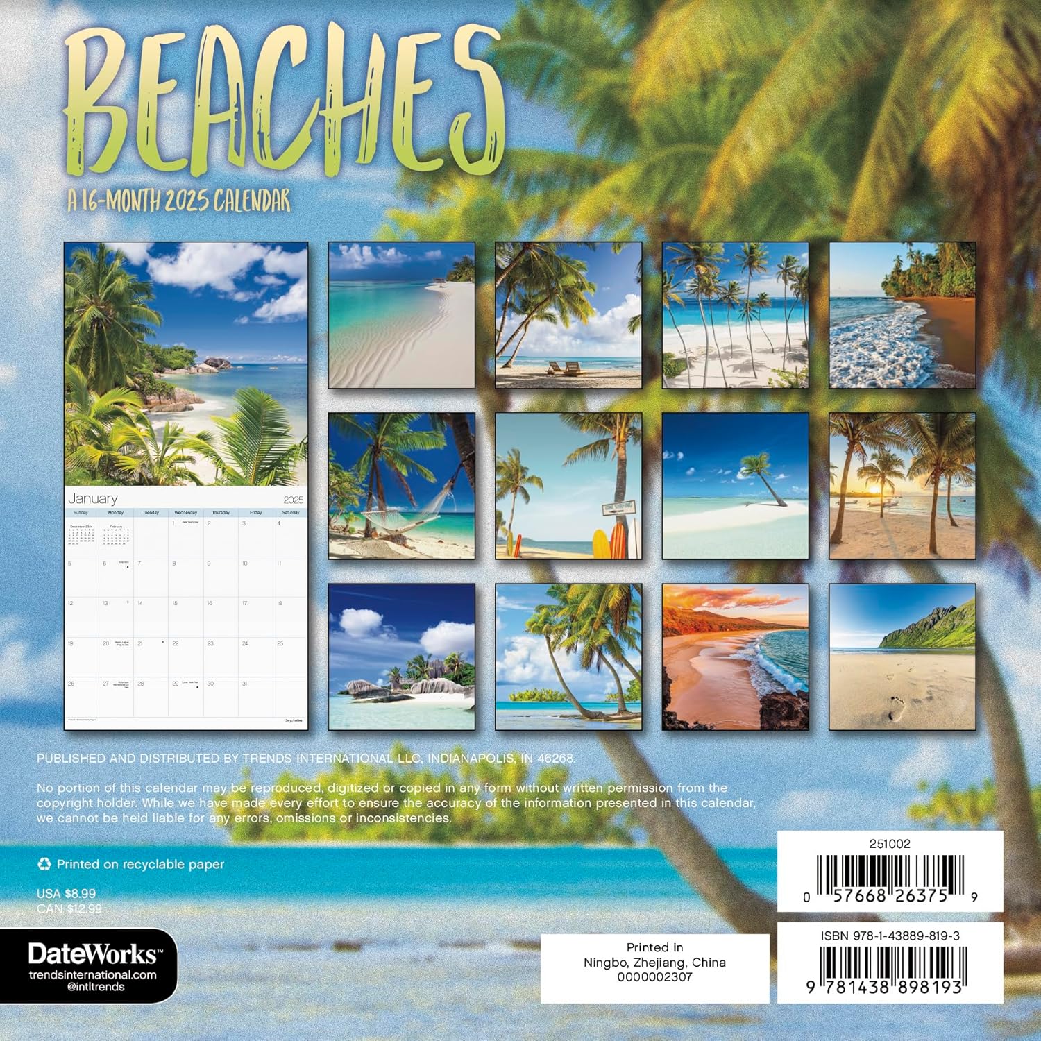 2025 Beaches Mini Wall Calendar - Image 4