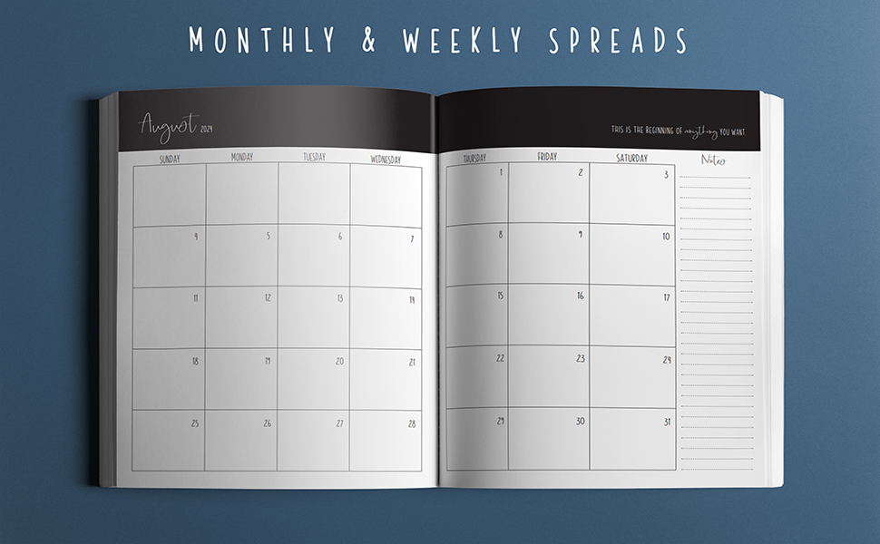 Monthly and Weekly Academic Planner for Teachers and School Staff with Inspirational Quote Task List