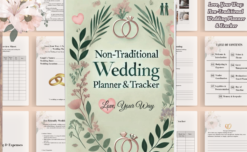 Non-Traditional Wedding planner & Tracker inside view 