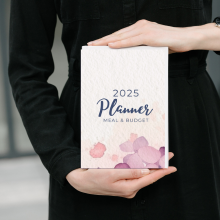 dusty floral planner, floral planner, 2025 planner, meal and budget planner