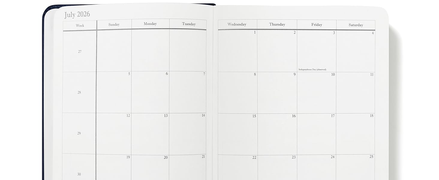 wykehams journal lying flat showing monthly planner