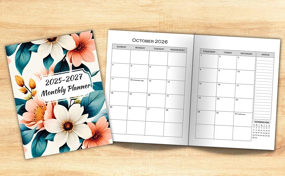 2025-2027 Monthly Planner with Holidays