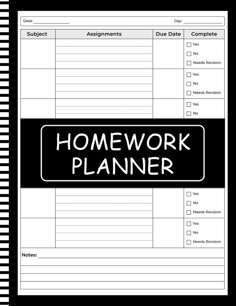 Homework Planner for ADHD Students: Undated Assignment Tracker Notebook ...