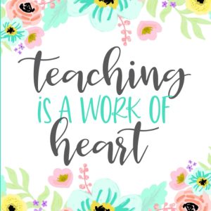 Teaching is a Work of Heart: Weekly and Monthly Teacher Lesson Planner | Academic Year August - July | Agenda for Class Organization and Planning