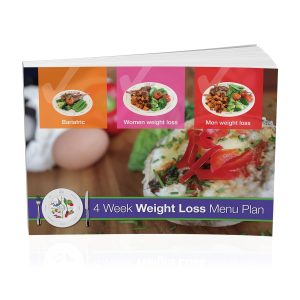 4-Week Weight Loss Menu Plan - complete portion plans with calorie controlled recipes and pictures for weightloss for men, women and bariatric needs