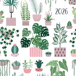 2026 A5 Padded Diary - Urban Garden, Includes ribbon marker. Week to view, Size: 8.5 x 6 x 0.8 inches