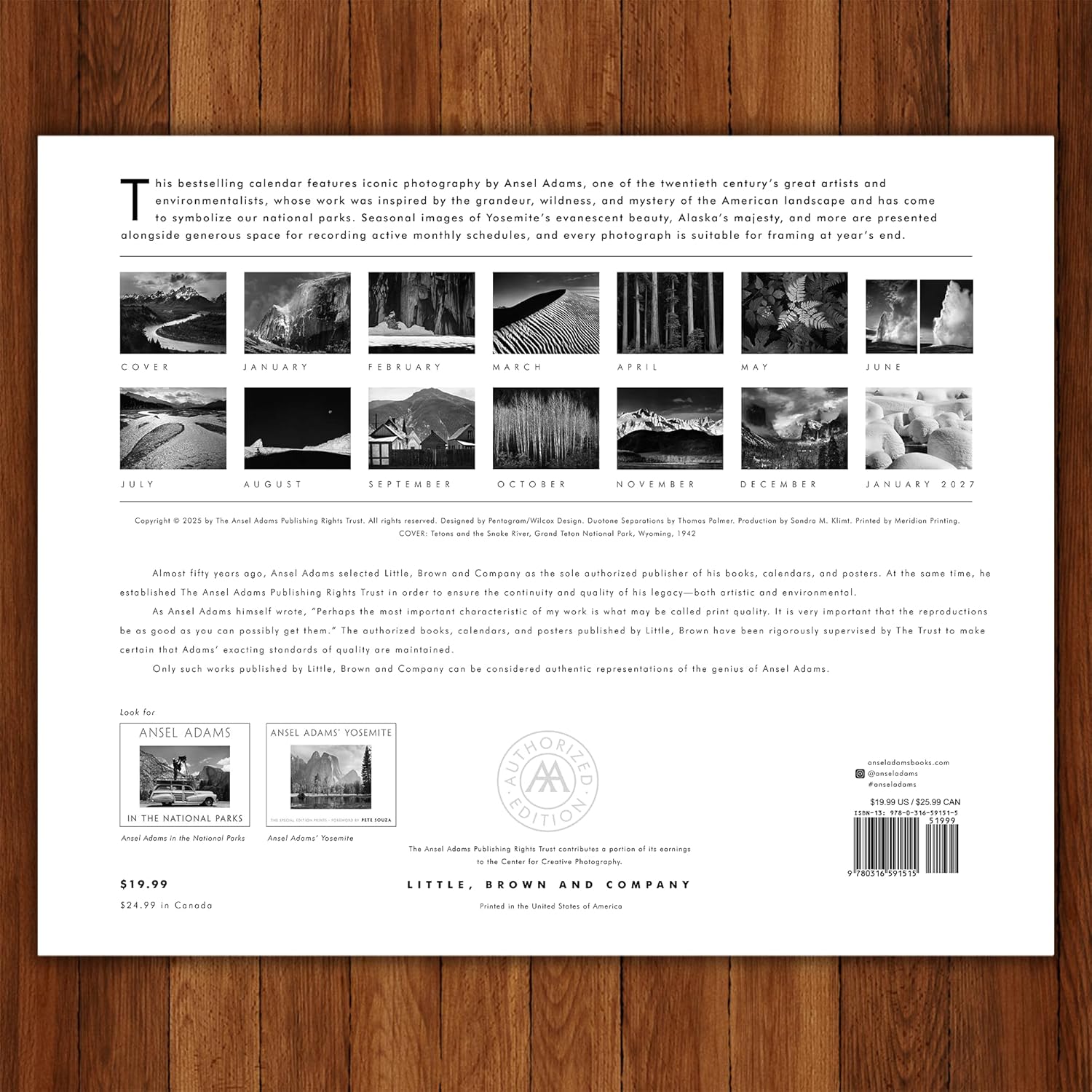 Ansel Adams 2026 Wall Calendar: Authorized Edition (Monthly Calendar) - Image 2