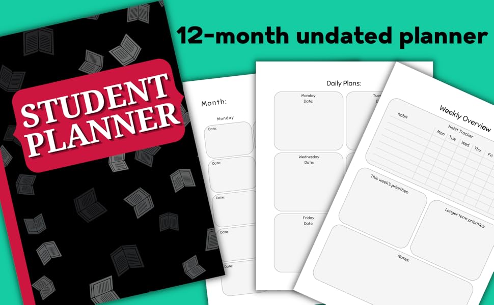 student planner cover and sample interior pages