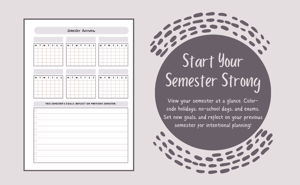 Semester Overview page for the academic planner
