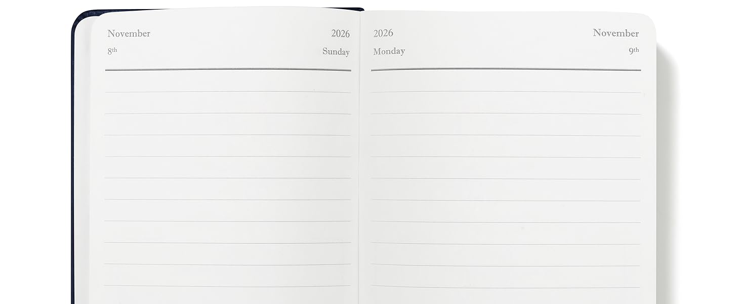 wykehams journal lying flat showing daily pages