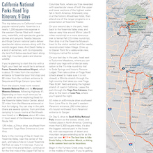 Map of a road trip of California's National Parks