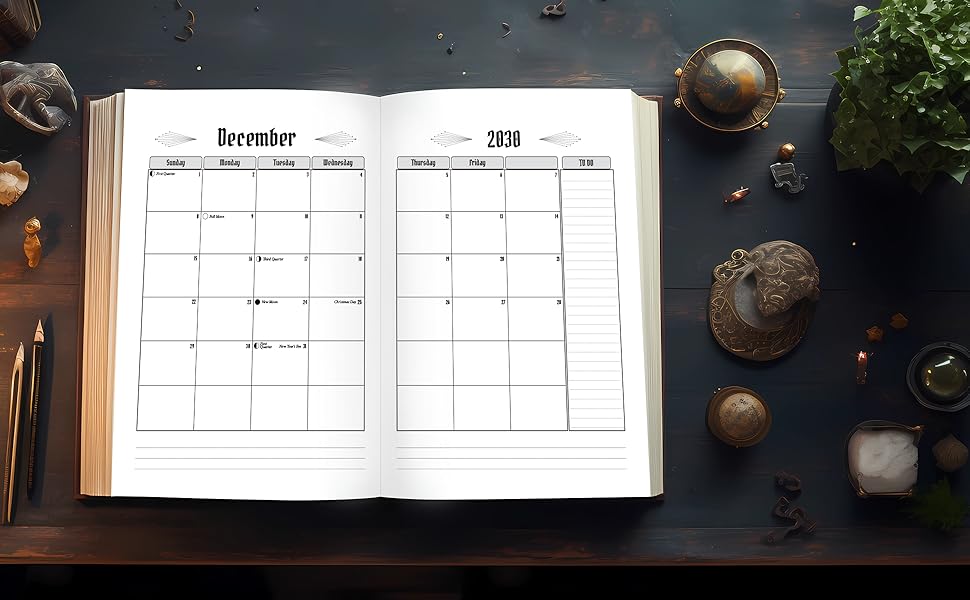 December 2030 Monthly calendar page from a 5 year planner