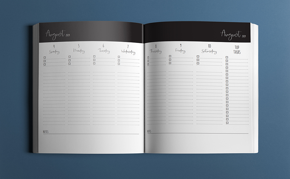 Weekly Spread for Teacher Academic Planner School Staff With Top Task List and Notes Space To Write