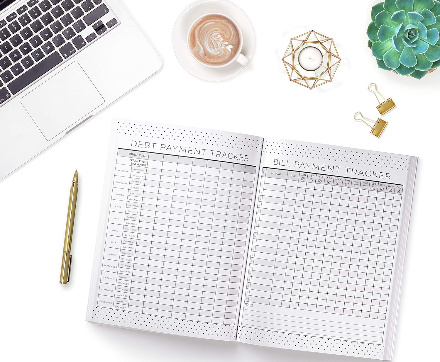 Budget Planner: Weekly and Monthly Financial Organizer | Savings - Bills - Debt Tracker | Teal Pink White Stripes (January-December 2020) - Image 6