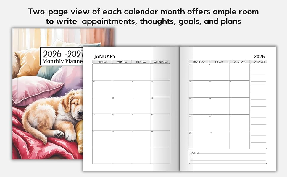 cute puppy dog 2026-2027 Monthly Planner