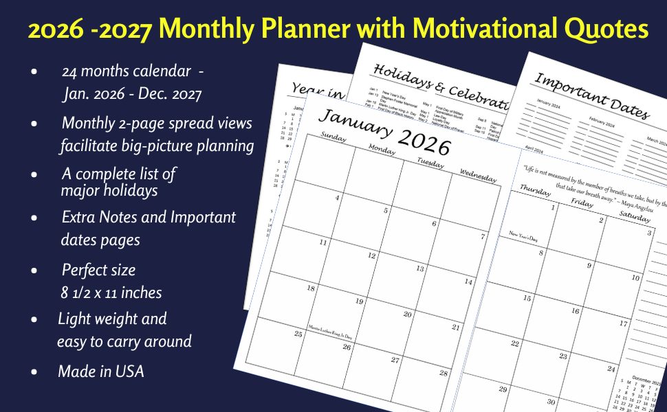 Monthly planner with lots of space