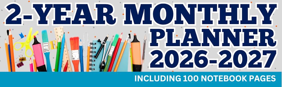 2-Year Monthly Planner 2026-2027 including 100 notebook pages
