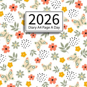2026 Diary A4 Page A Day: One Page Per Day to View Planner from January 2026 to December 2026, Flowers Pattern Cover