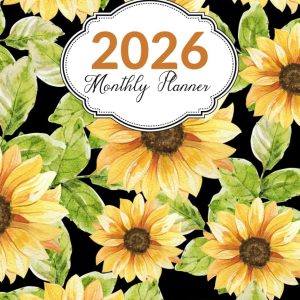 2026 Monthly Planner: Small Size 5x8 Inches | One Year Calendar Schedule Organizer (12 Months from January to December) with Holidays | Watercolor Sunflower Cover