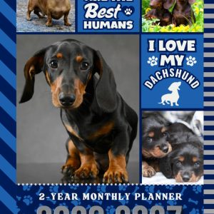 2-Year Monthly Planner 2026-2027: Hardcover / 8.5x11 Dated Organizer With 100 Blank College-Ruled Notebook Pages Combo / 24-Month Schedule / Dachshund Dog Art Pattern Cover