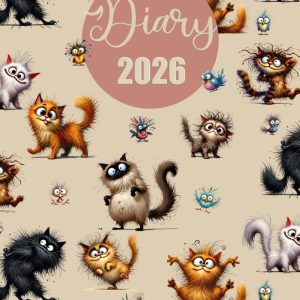 Diary 2026: Cats & Birds | A5 Week to View Dated from Jan 2026 to Dec 2026 | Weekly Planner Agenda Personal Organiser with mini-Calendars